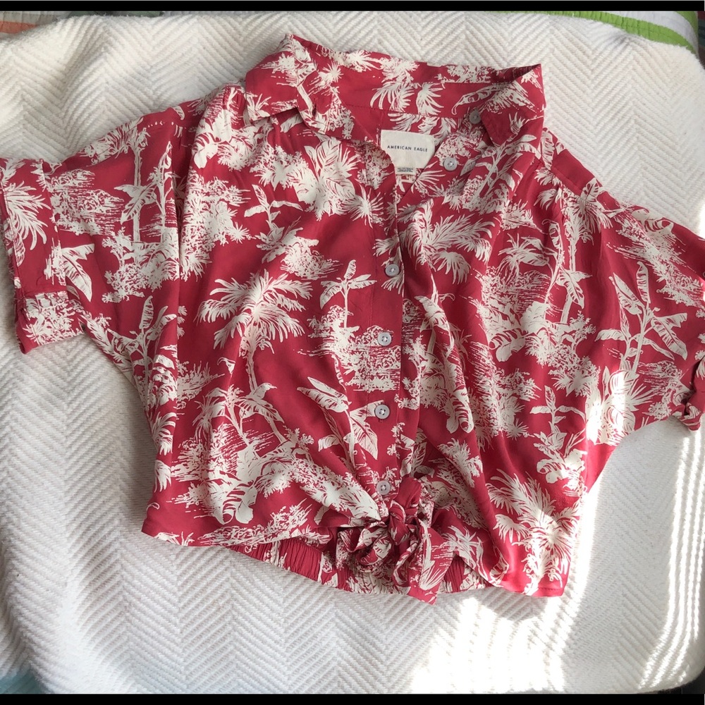 Crop Hawaiian knot shirt